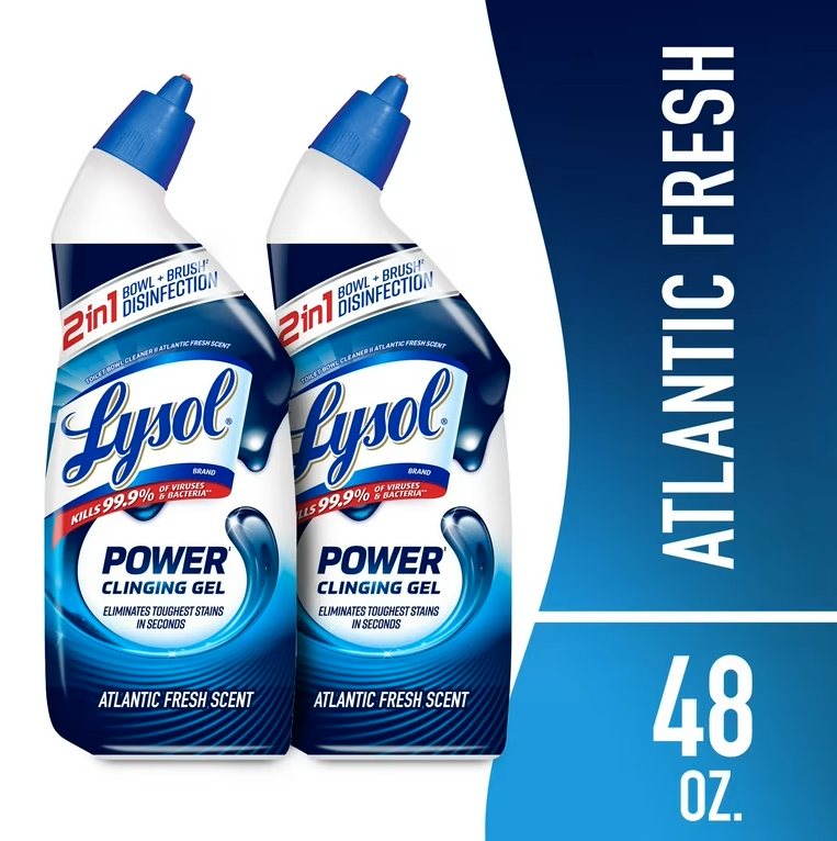 Lysol Power Toilet Bowl Cleaner Gel – 24 oz, 2-Pack | Disinfecting & Stain Removal for Sparkling Toilets | Wizo
