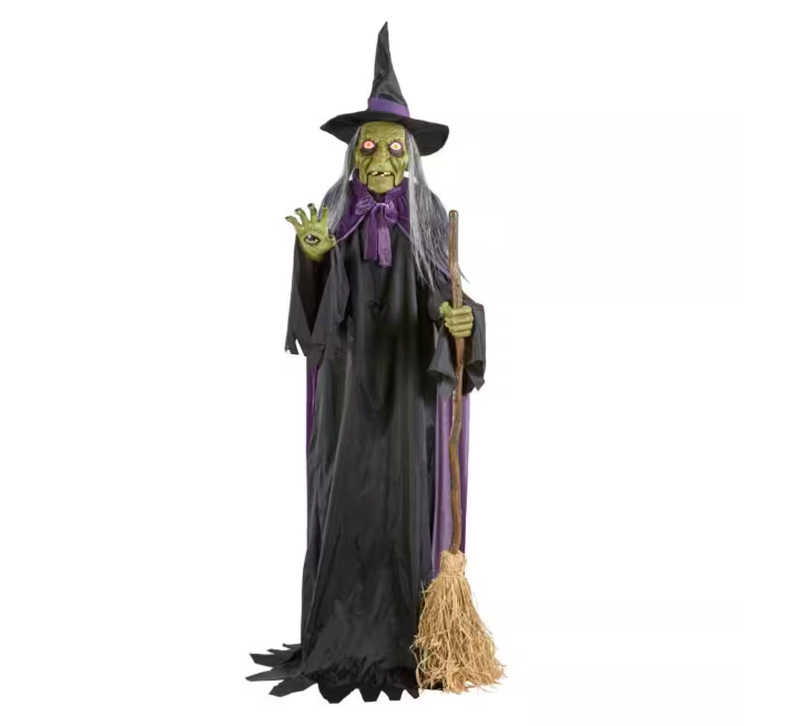 Gruesome Grounds Animated LED Spellcasting Witch 7 ft. Home Accents