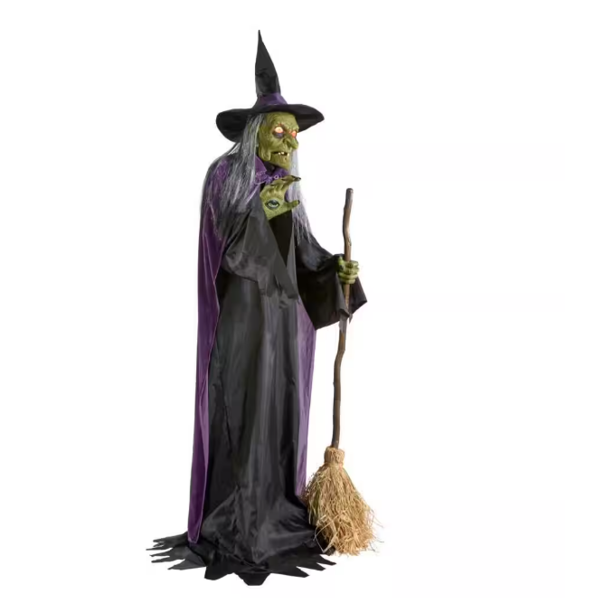 Gruesome Grounds Animated LED Spellcasting Witch 7 ft. Home Accents