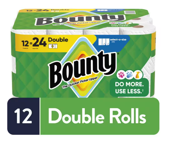 Bounty A-Size Paper Towel Roll (12 Double Rolls)