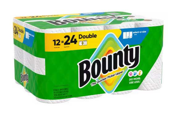 Bounty A-Size Paper Towel Roll (12 Double Rolls)