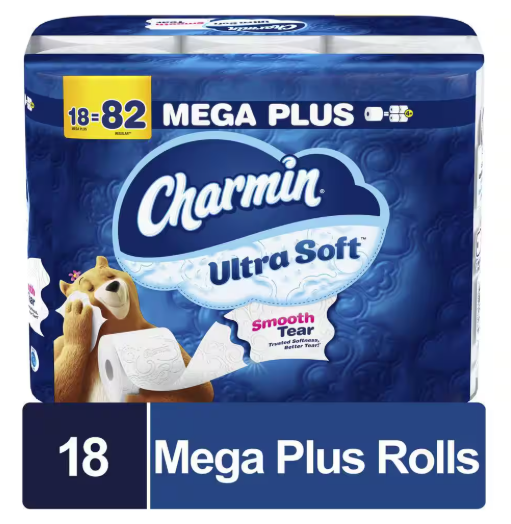 Charmin Ultra-Soft Smooth Tear Toilet Paper Rolls 18 Mega Plus Rolls