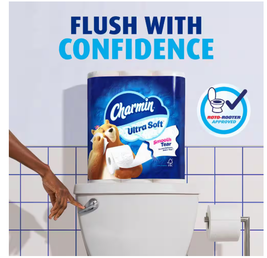 Charmin Ultra-Soft Smooth Tear Toilet Paper Rolls 18 Mega Plus Rolls