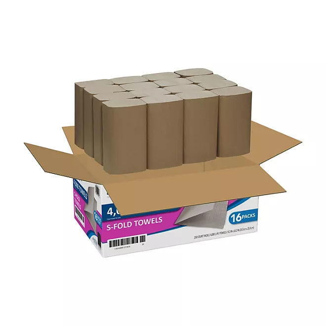 Marathon Singlefold Paper Towels, 1-Ply, 9 1/4" x 10 1/4", Brown (250 towels/pk., 16 pks.)