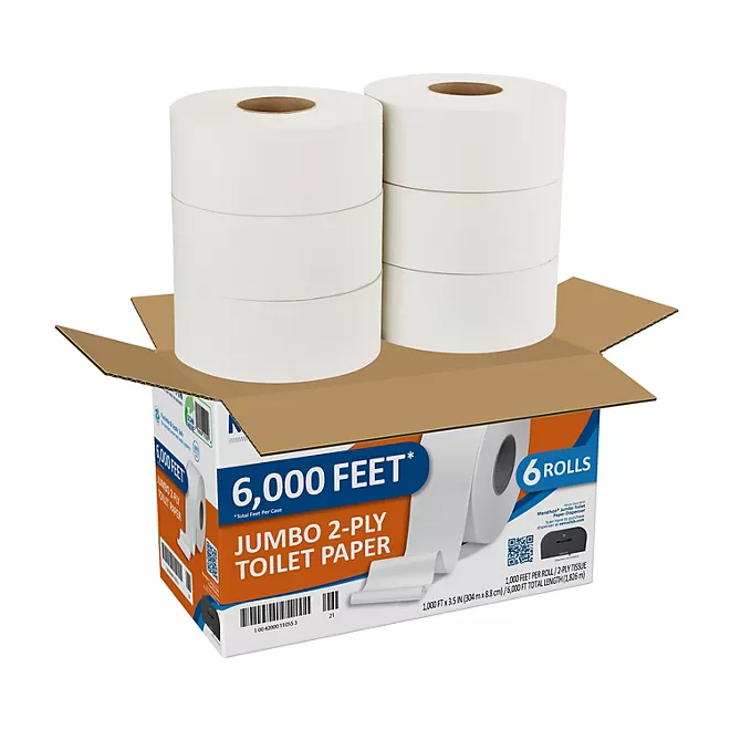 Marathon Jumbo Roll 2-Ply Toilet Paper, Septic Safe (1000 ft./roll, 6 rolls)