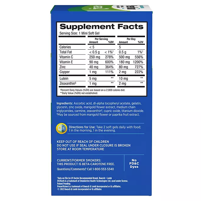 Bausch + Lomb PreserVision AREDS 2 Formula Supplement Softgels (210 ct.)