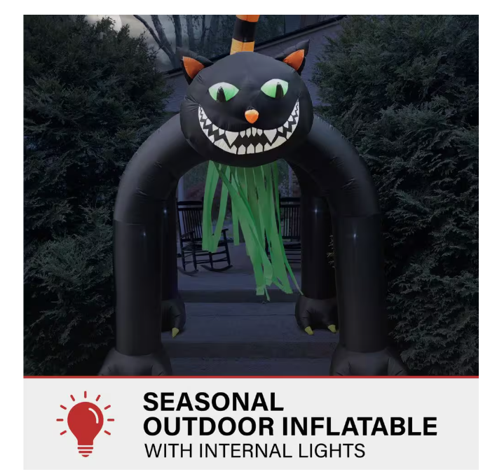 Haunted Hill Farm 10 ft. Tall Pre-Lit Inflatable Black Cat Arch
