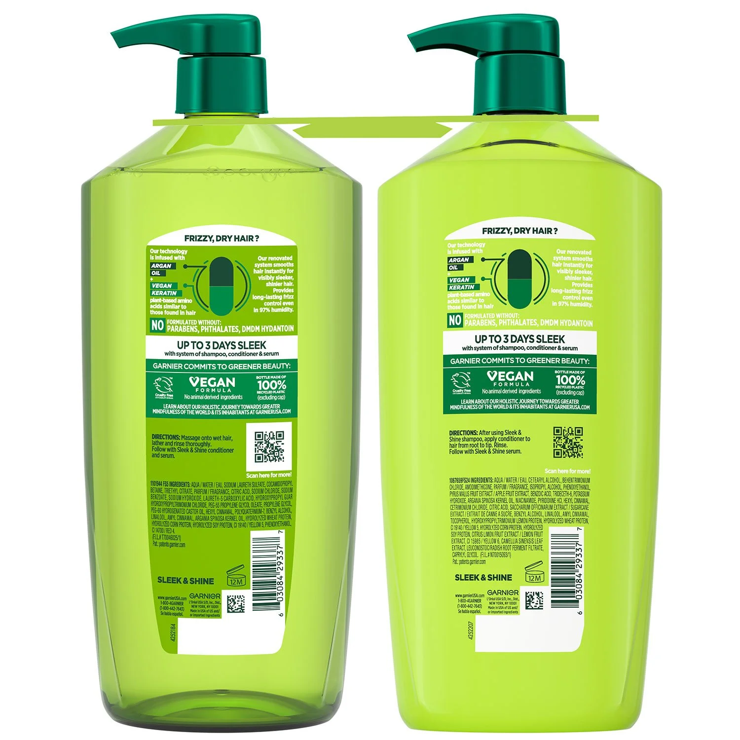 Garnier Fructis Sleek & Shine Shampoo & Conditioner, 40 fl. oz., 2 pk.