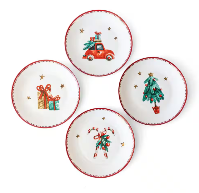 Assorted Holiday Appetizer Plates (Set of 4)