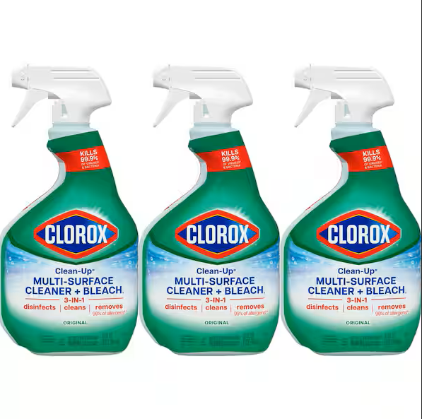 Clorox Clean-Up 32 oz Original Scent All-Purpose Cleaner with Bleach Spray – 3 Pack | Powerful Disinfecting & Stain Removal  | Wizo