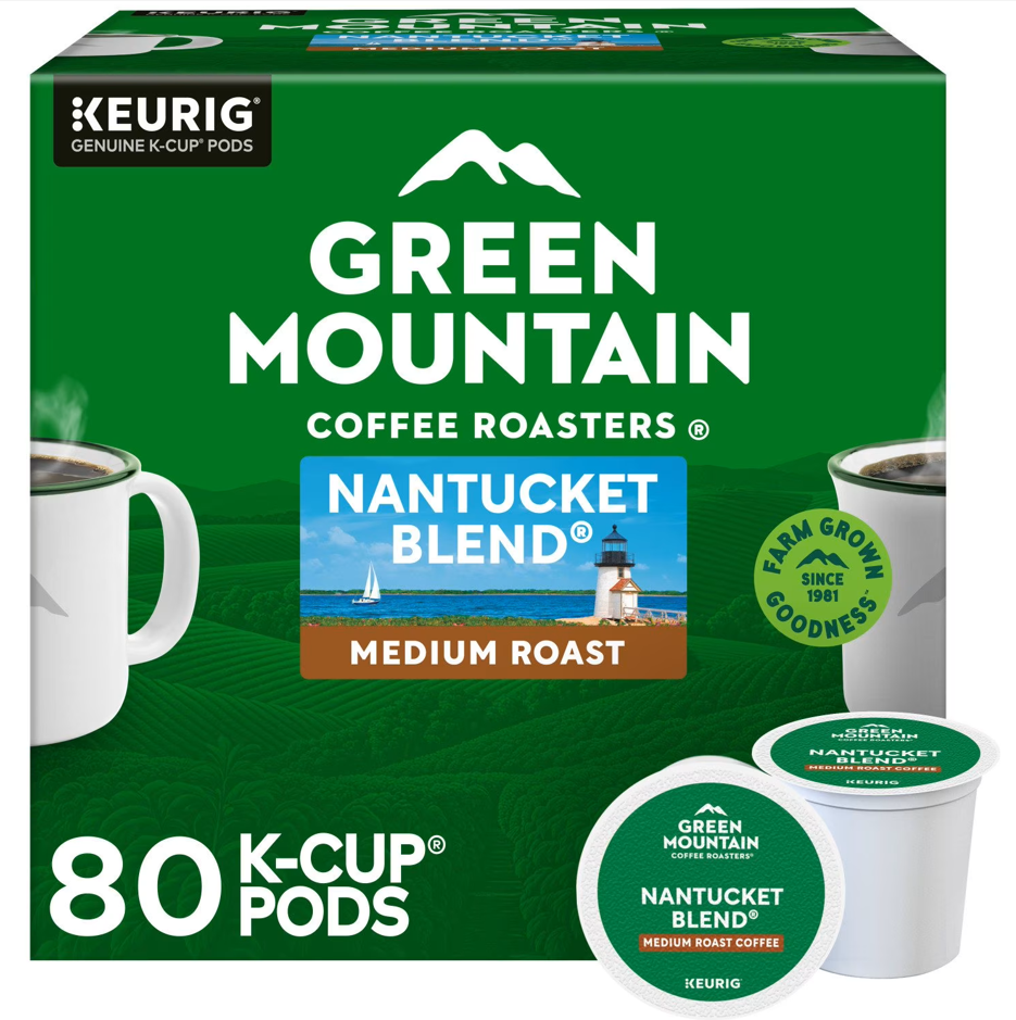 Green Mountain Coffee K-Cup Coffee Pods – Nantucket Blend, Smooth & Balanced Flavor, Premium Single-Serve Coffee, 80 Count | Wizo